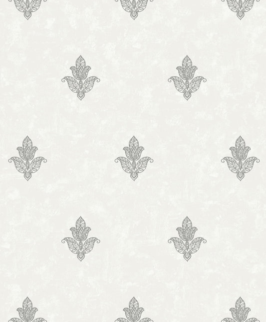 Emporium Mehndi Motif Wallpaper - Cream / Silver - Galerie - 7012 - Premier Wallcovering