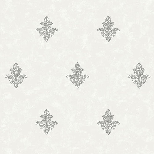 Emporium Mehndi Motif Wallpaper - Cream / Silver - Galerie - 7012 - Premier Wallcovering