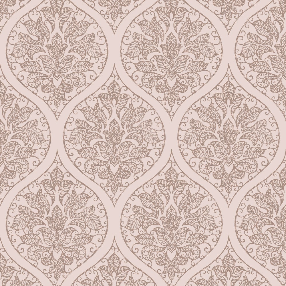 Emporium Ogee Wallpaper - Pink - Galerie - 7007 - Premier Wallcovering
