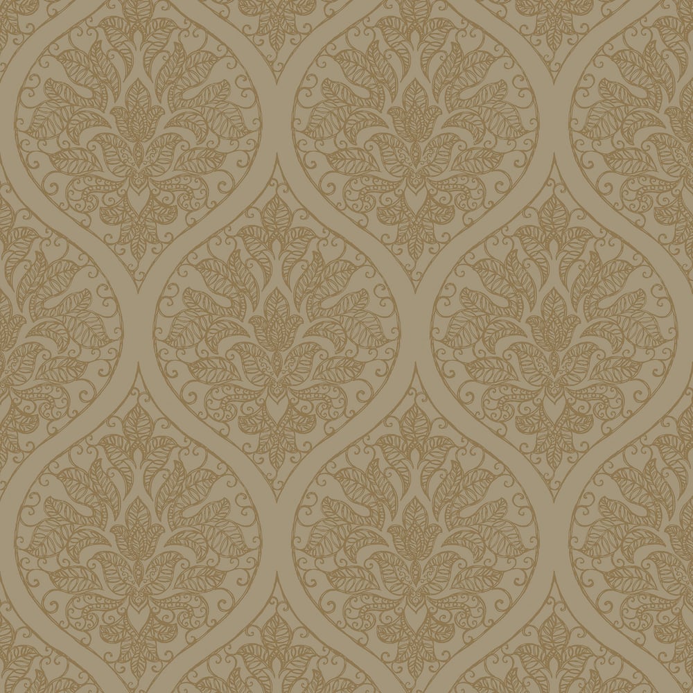 Emporium Ogee Wallpaper - Gold - Galerie - 7006 - Premier Wallcovering