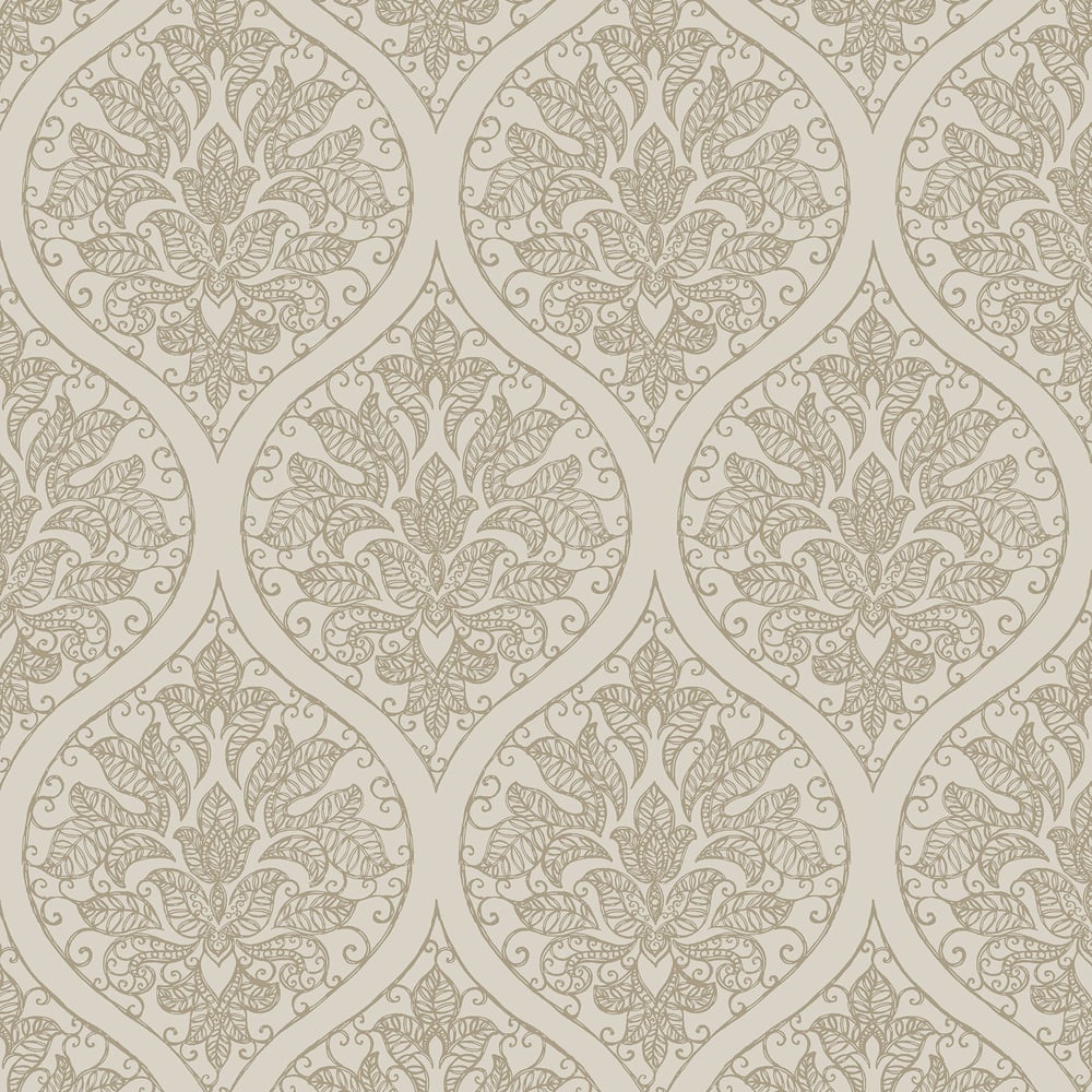 Emporium Ogee Wallpaper - Cream / Gold - Galerie - 7003 - Premier Wallcovering