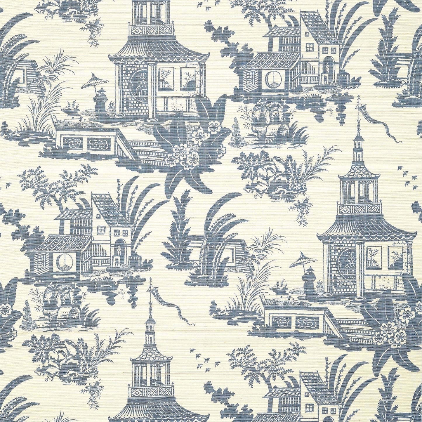 Empress Court Wallpaper - Navy - Thibaut - T13653 - Premier Wallcovering