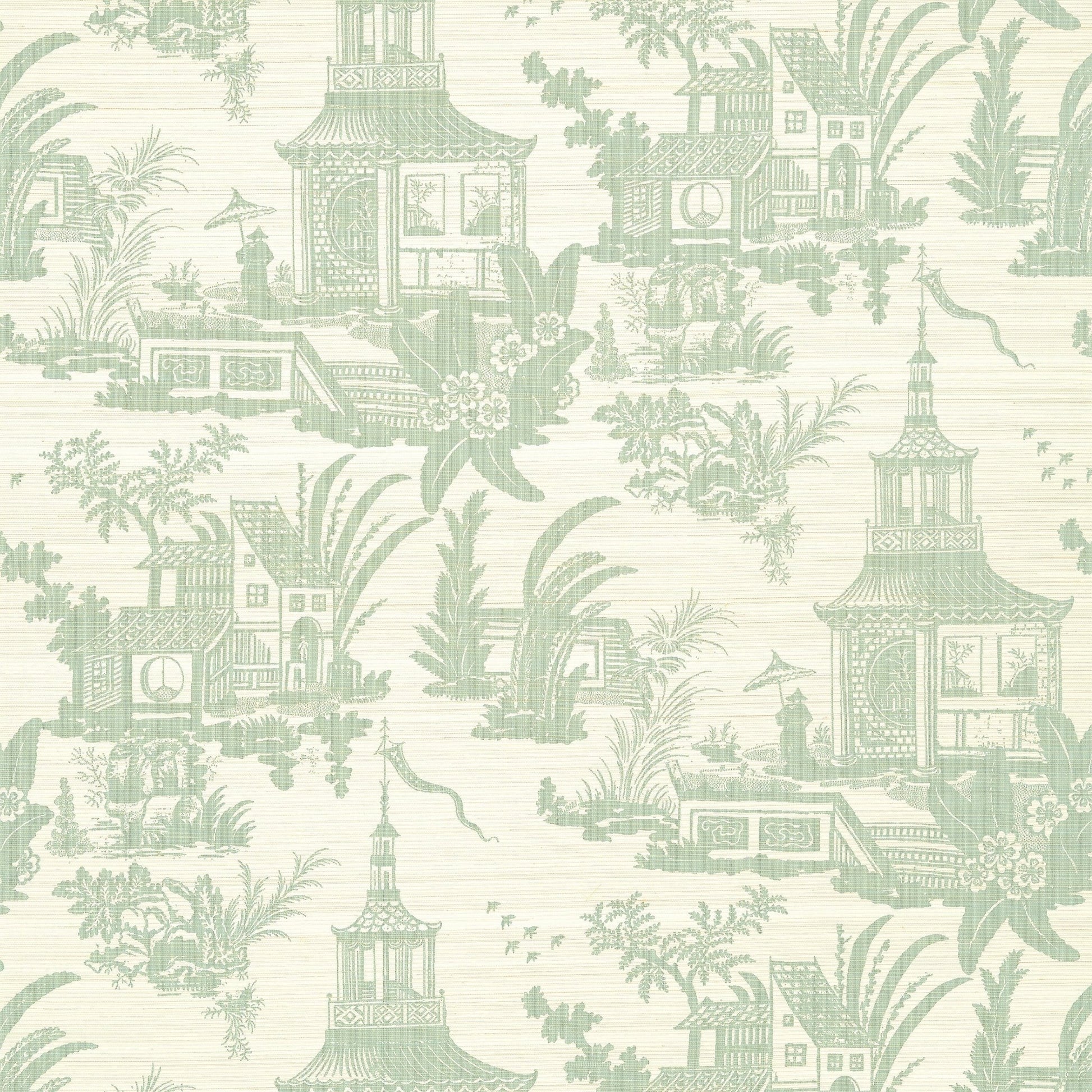 Empress Court Wallpaper - Mist - Thibaut - T13651 - Premier Wallcovering