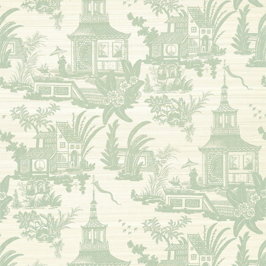 Empress Court Wallpaper - Mist - Thibaut - T13651 - Premier Wallcovering