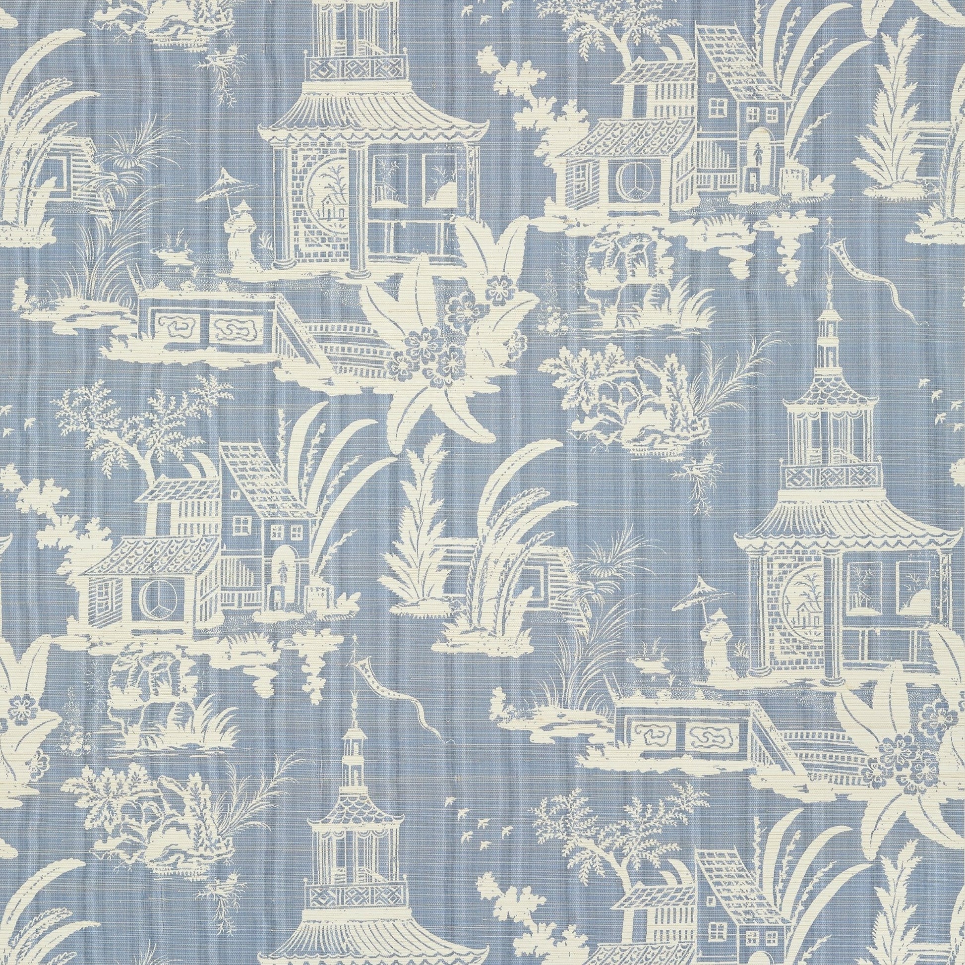 Empress Court Wallpaper - Blue - Thibaut - T13649 - Premier Wallcovering