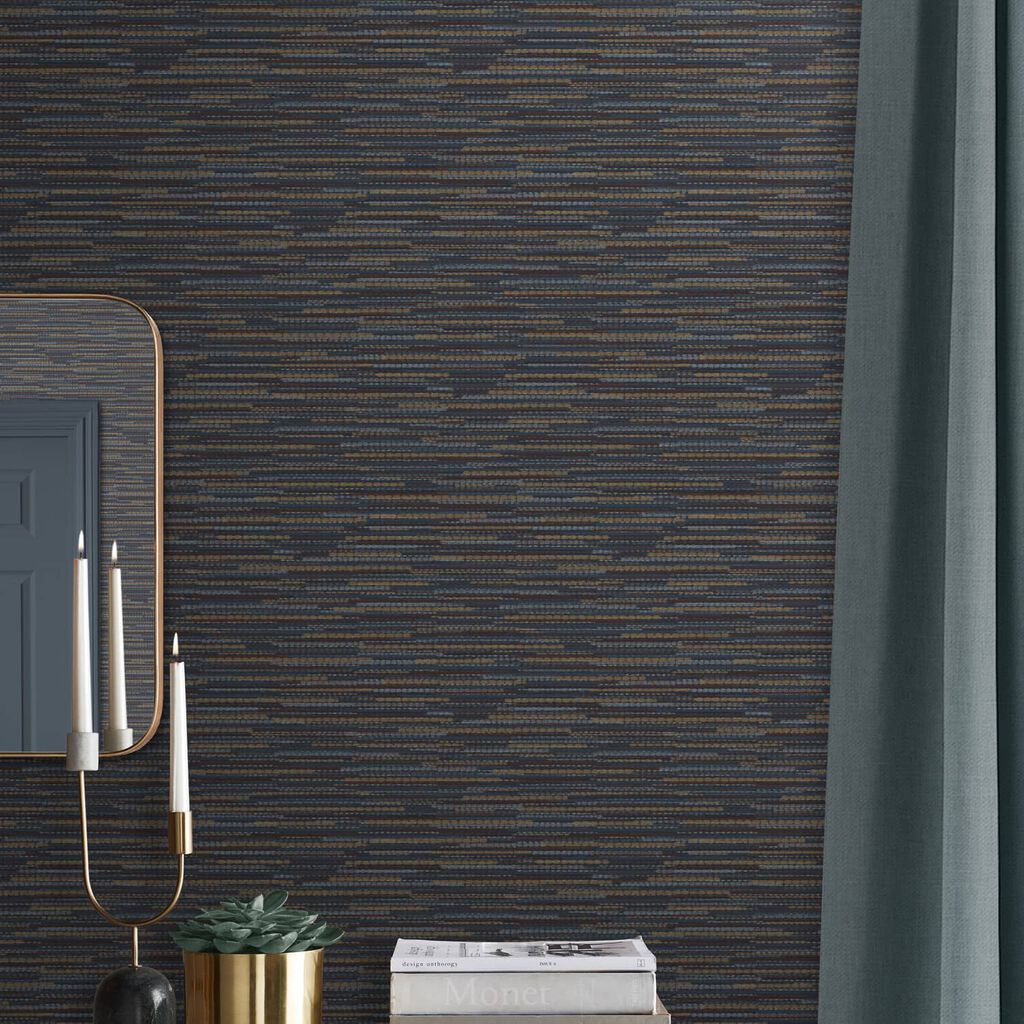 Empress Grasscloth Wallpaper - Navy - Graham & Brown - 120659 - Premier Wallcovering