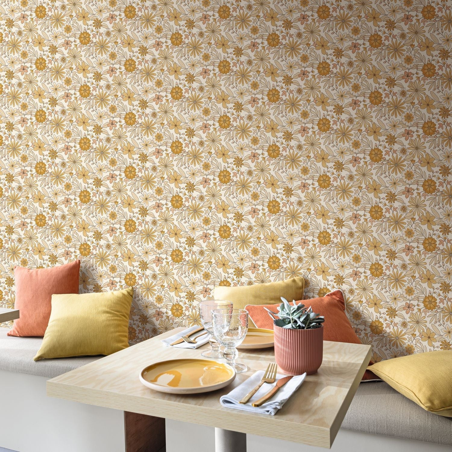 Emy Wallpaper - Jaune Rose - Caselio - 106462044 - Premier Wallcovering