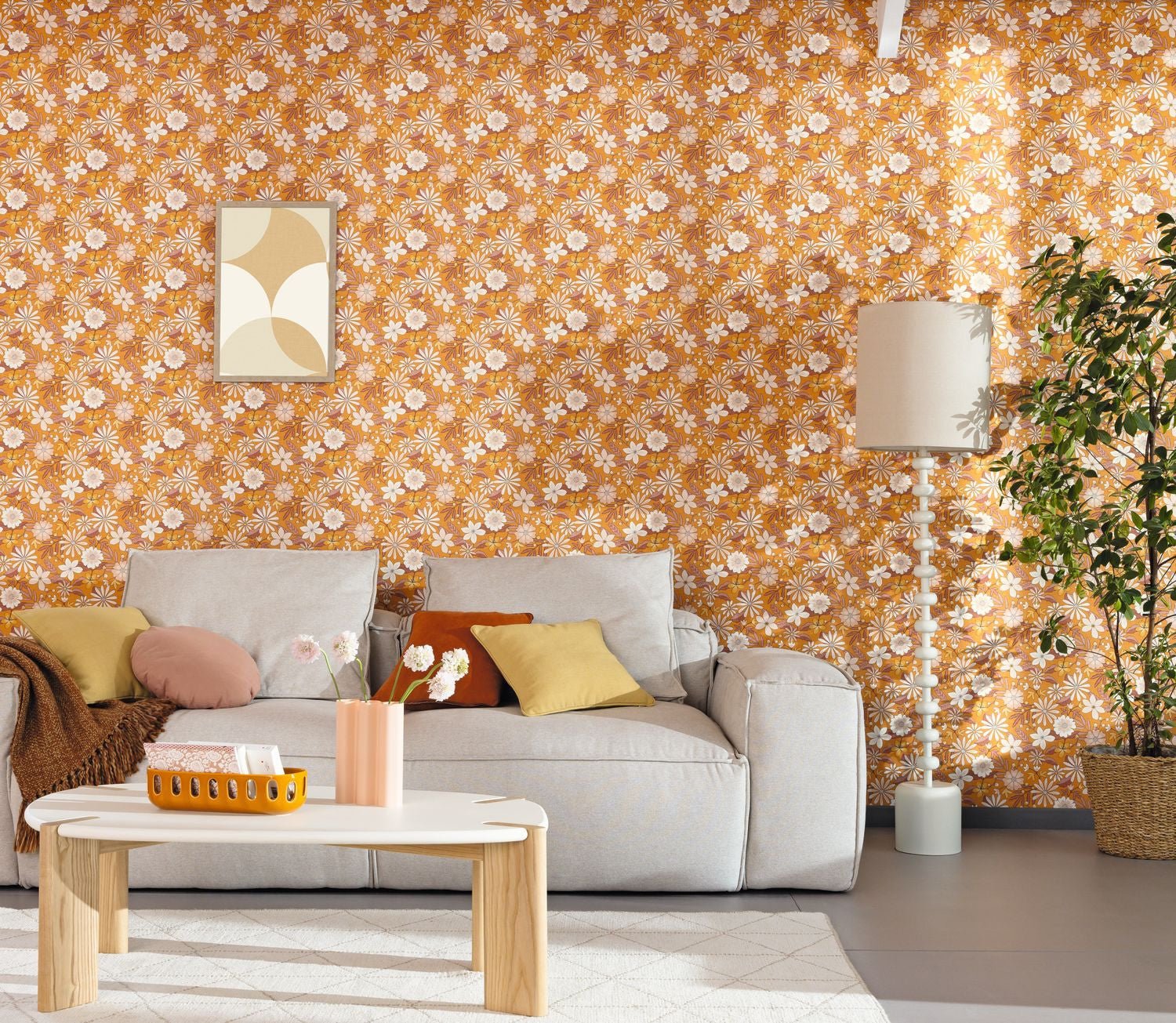 Emy Wallpaper - Orange Rose - Caselio - 106463142 - Premier Wallcovering