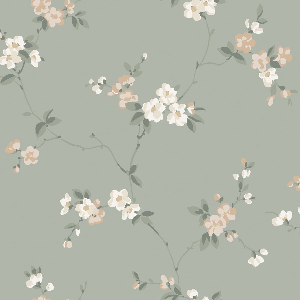 Engla Wallpaper - Sage Green - Sandberg - S10188 - Premier Wallcovering