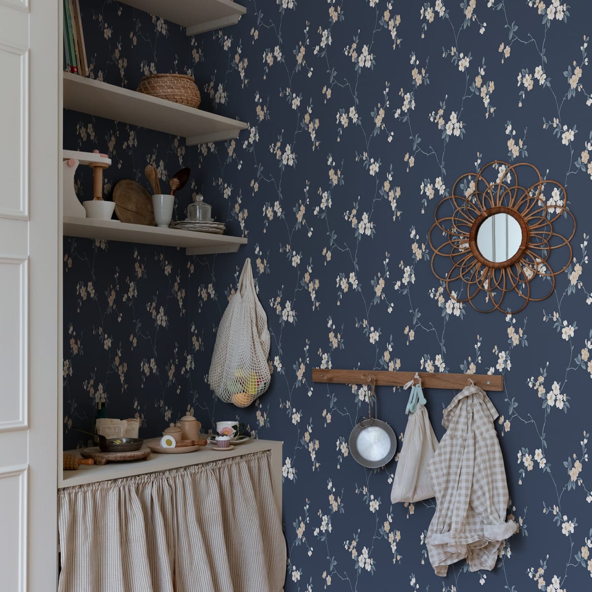 Engla Wallpaper - Classic Blue - Sandberg - S10189 - Premier Wallcovering