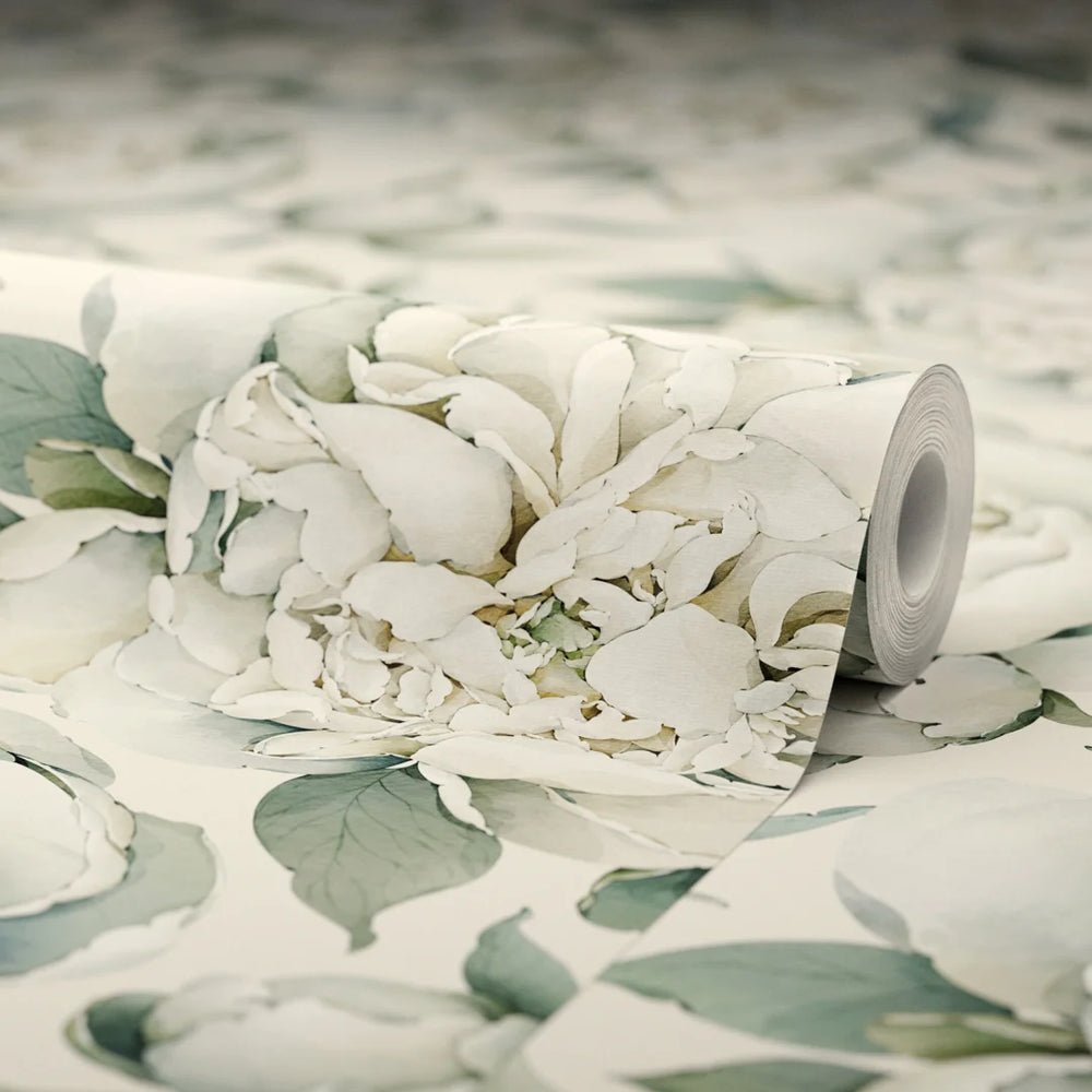 English Garden Peonies Wallpaper - Vintage Cream - LAN100360 - Lucie Annabel - Premier Wallcovering