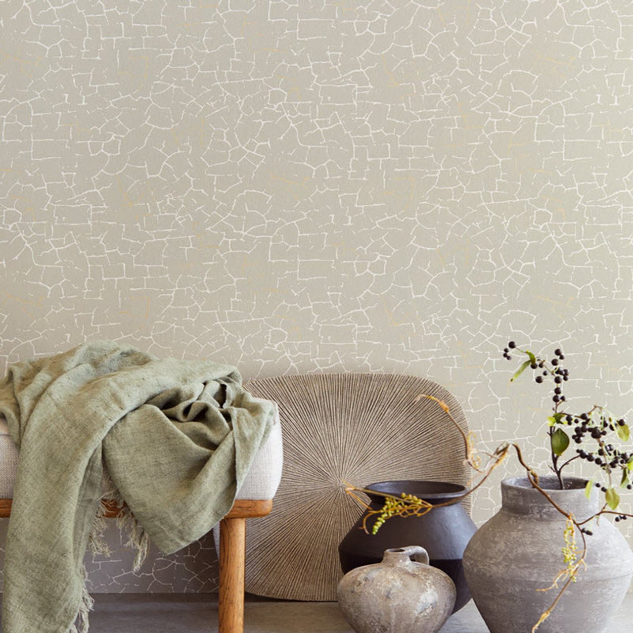 Enso Crackle Effect Wallpaper - Grey - Eijffinger - 386561 - Premier Wallcovering