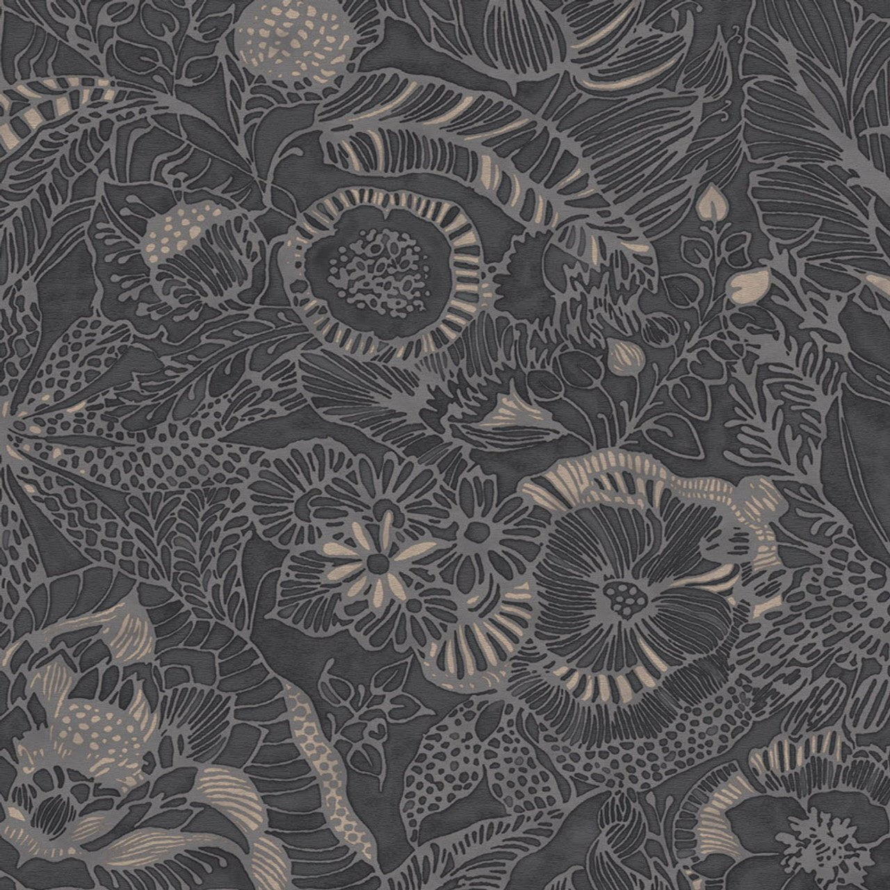 Enso Floral Wallpaper - Charcoal - Eijffinger - 386511 - Premier Wallcovering