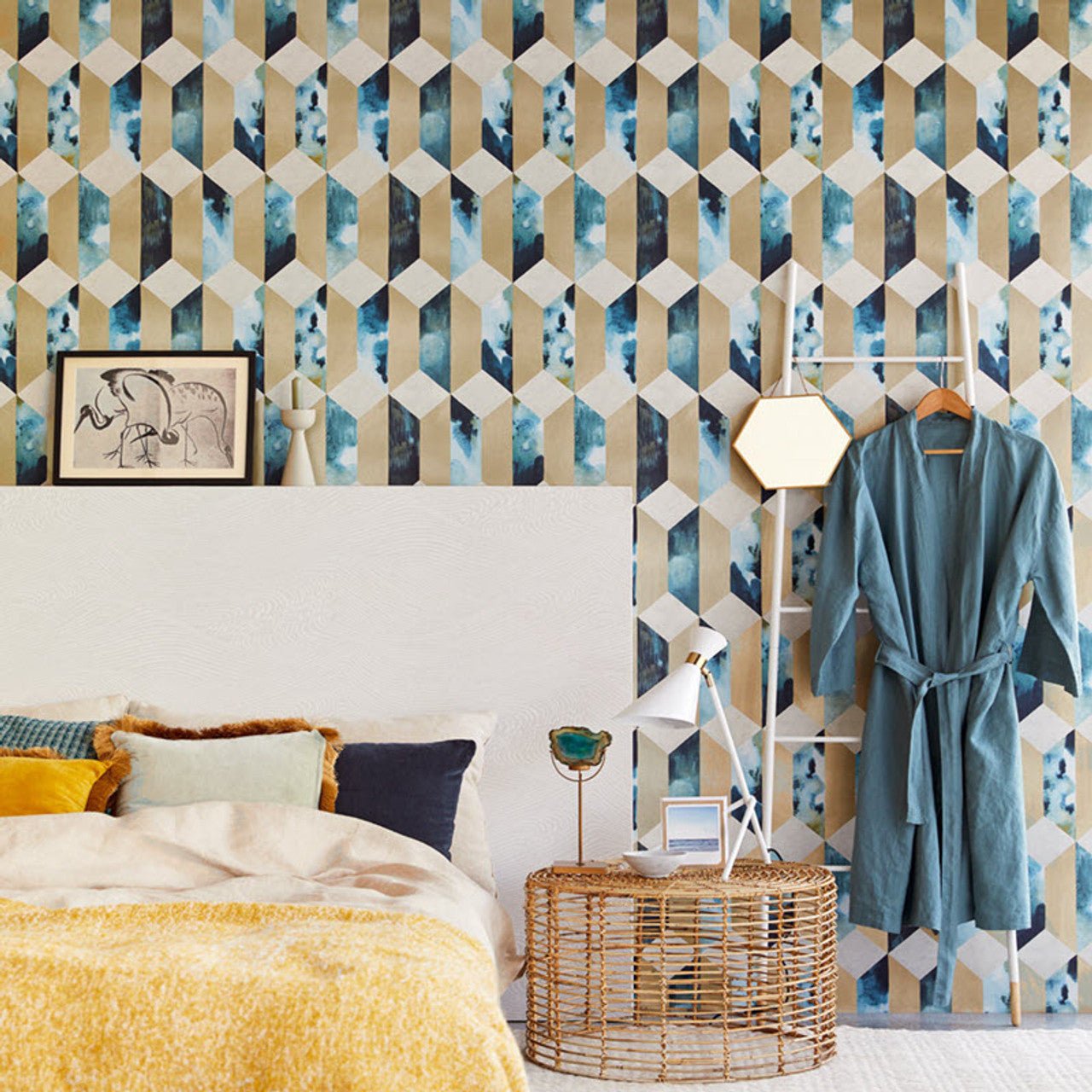 Enso Geometric Wallpaper - Teal / Blue - Eijffinger - 386503 - Premier Wallcovering