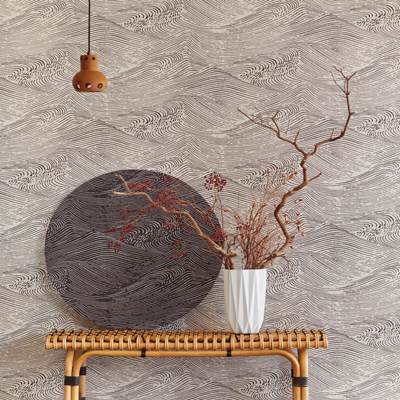 Enso Wave Wallpaper - Beige / Black - Eijffinger - 386531 - Premier Wallcovering