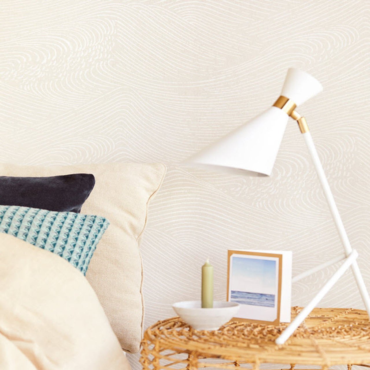 Enso Wave Wallpaper - White / Stone - Eijffinger - 386530 - Premier Wallcovering