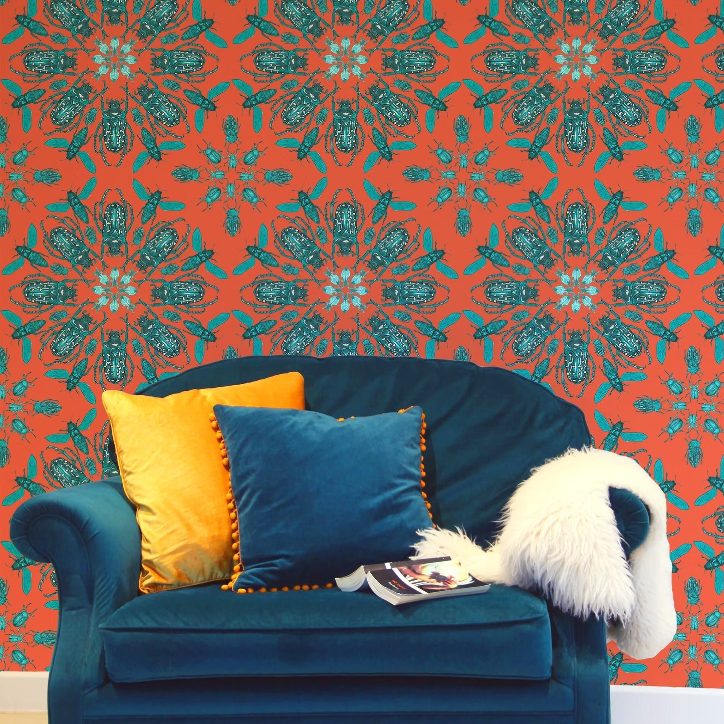 Entomologist Wallpaper - Coral - Fraiche - WP14001 - Premier Wallcovering