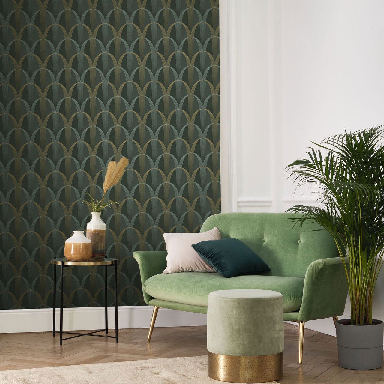 Entree Des Artistes Annees Folles Wallpaper - Vert Taiga - Casadeco - 201047728 - Premier Wallcovering