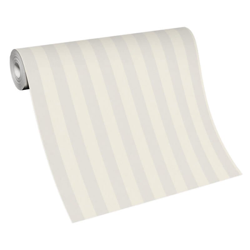 Entree Stripe Metallic Wallpaper - Cream/Grey - Erismann - 10290 - 14 - Premier Wallcovering