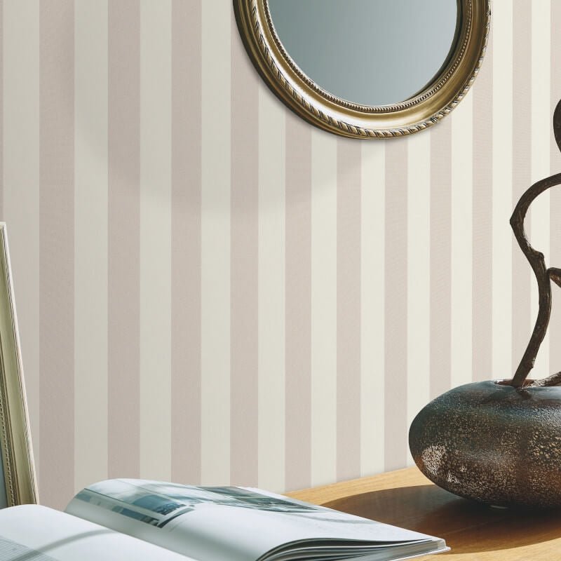 Entree Stripe Metallic Wallpaper - Cream - Erismann - 10290 - 02 - Premier Wallcovering