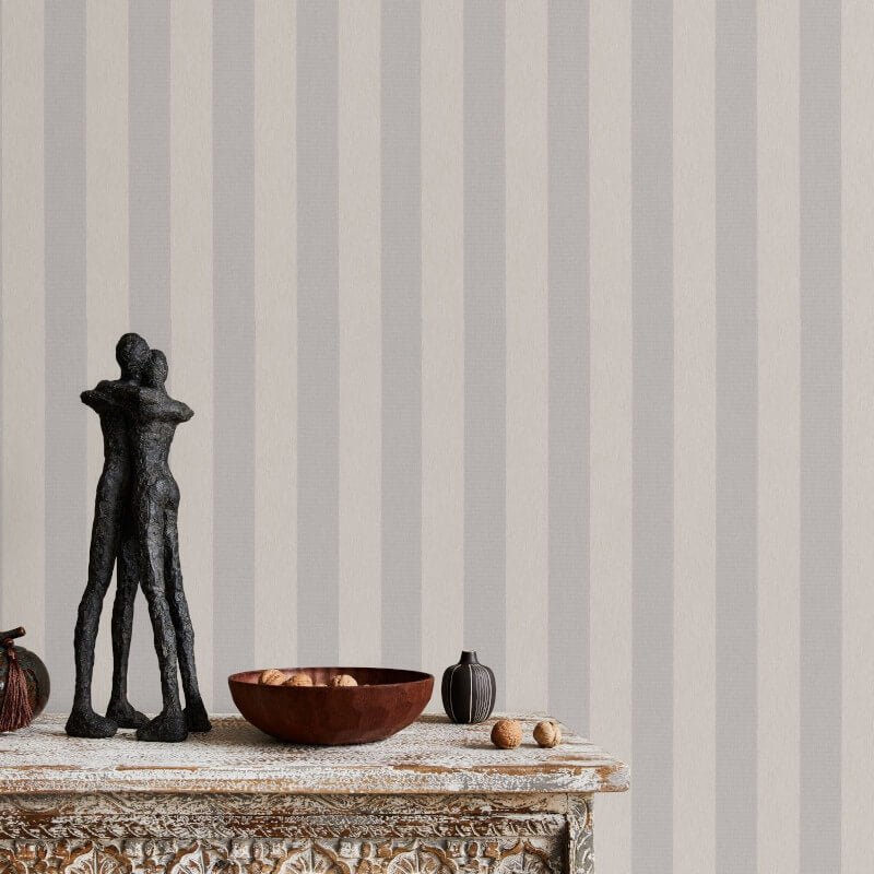 Entree Stripe Metallic Wallpaper - Taupe - Erismann - 10290 - 37 - Premier Wallcovering