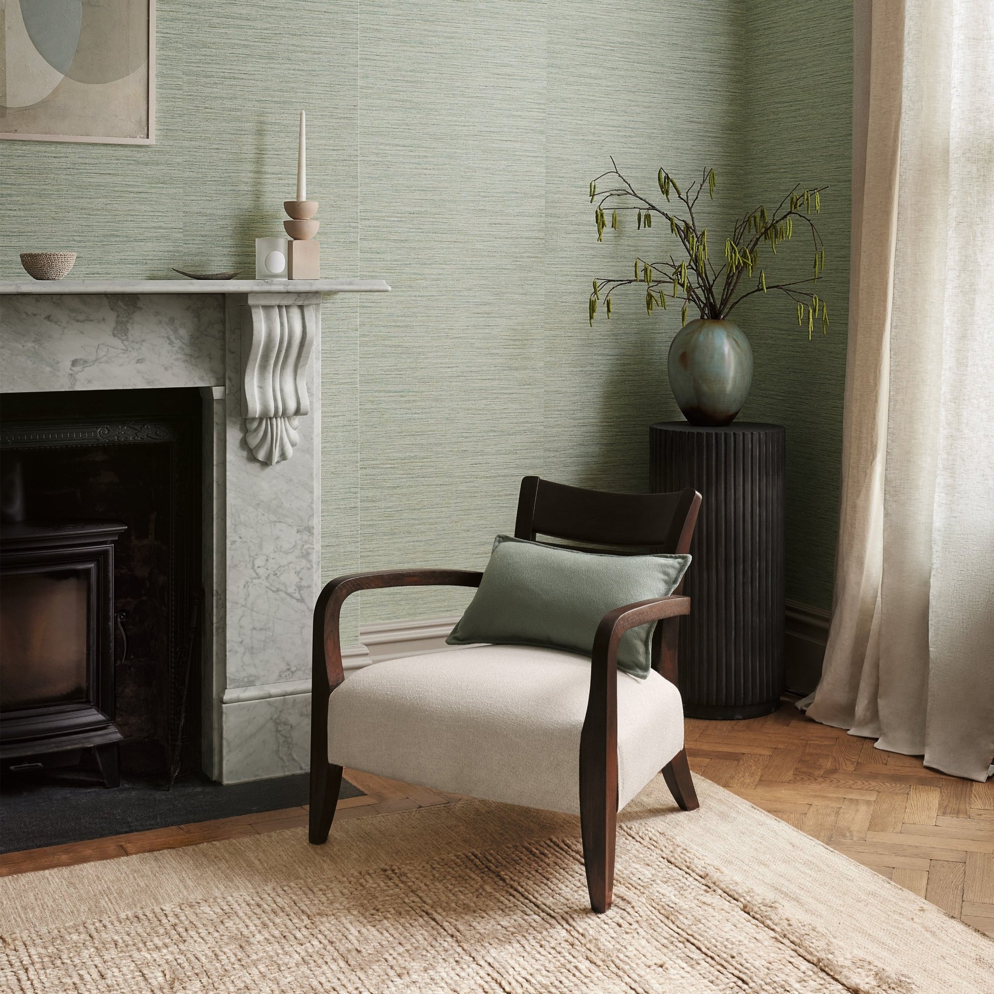 Esai Seagrass Embossed Wallpaper - Sage - Romo - Textured Vol.I - W461/11 - Premier Wallcovering