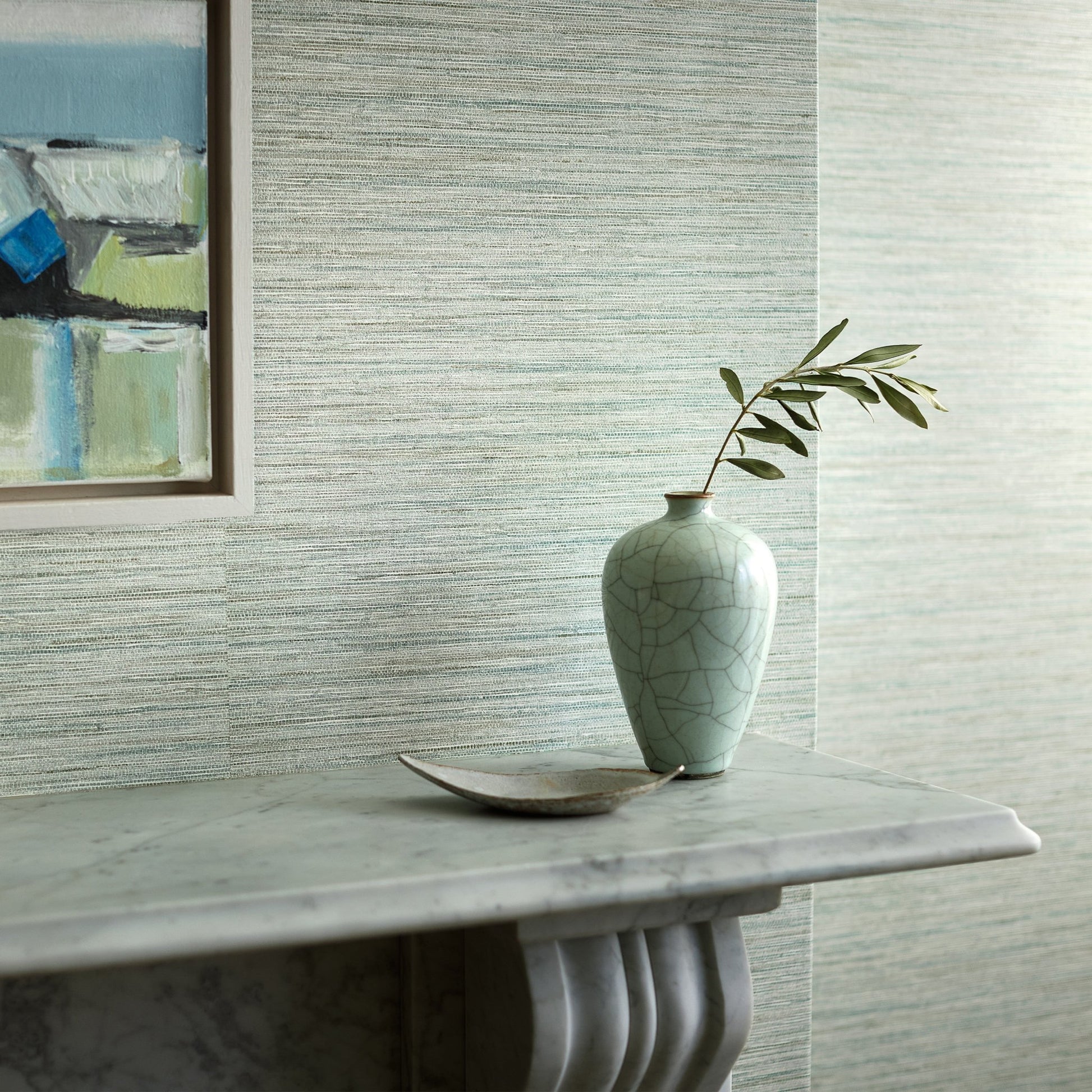 Esai Seagrass Embossed Wallpaper - Sage - Romo - Textured Vol.I - W461/11 - Premier Wallcovering