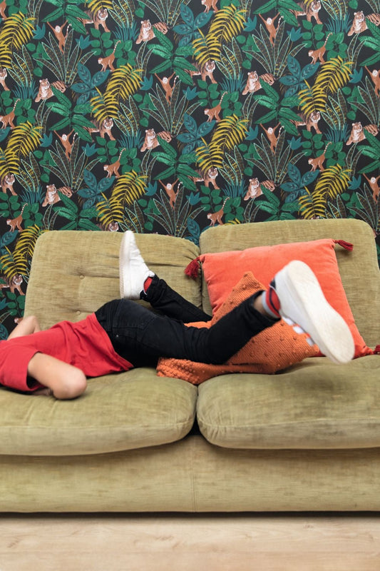 Escapade Aventure Wallpaper - Noir Jaune Vert - Caselio - 102319704 - Premier Wallcovering