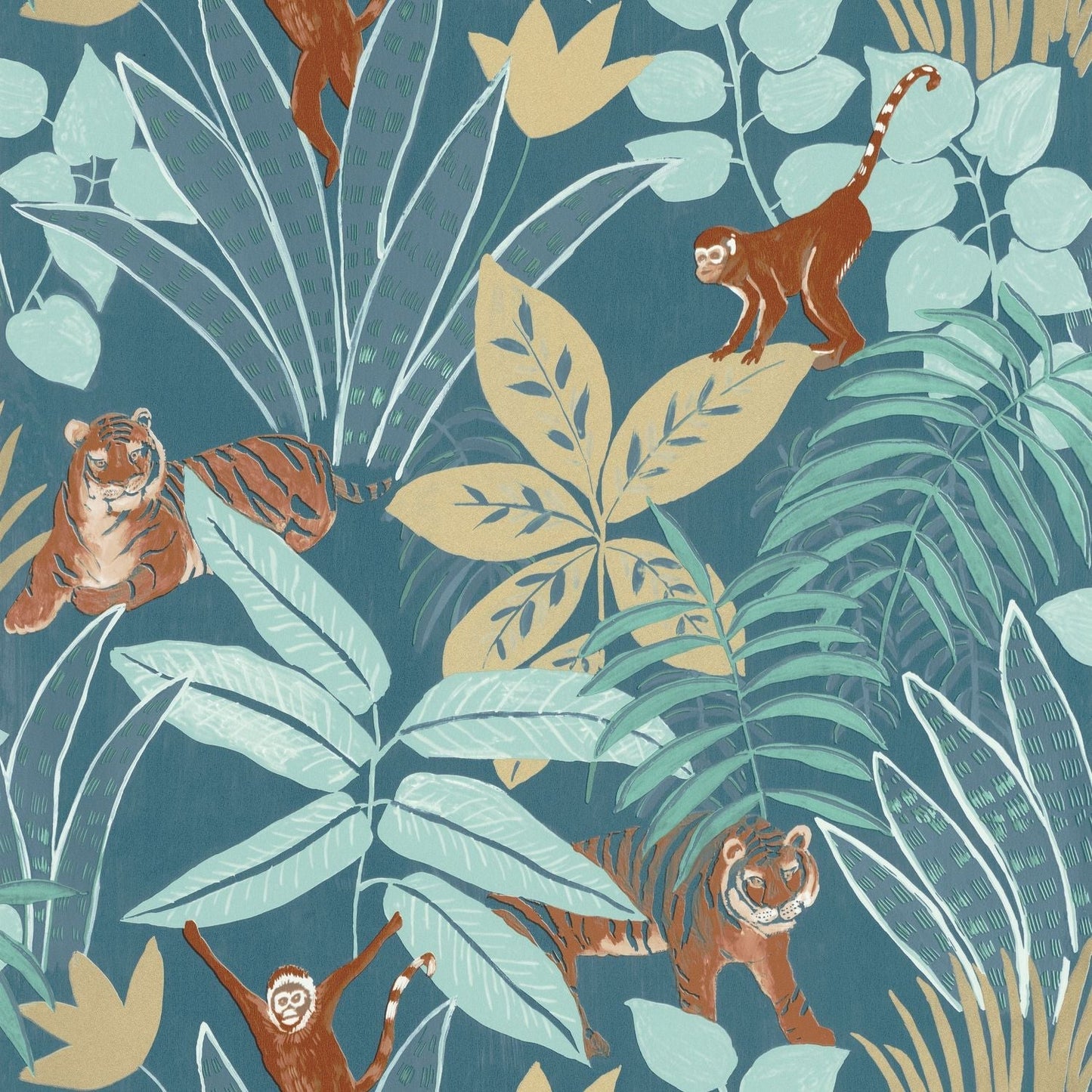 Escapade Aventure Wallpaper - Bleu Nuit Dore - Caselio - 102316638 - Premier Wallcovering