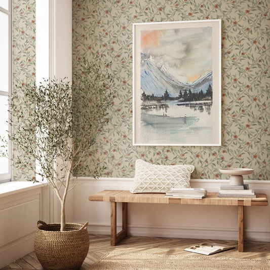 Espalier Wallpaper - Beige - Summer Gray - Premier Wallcovering