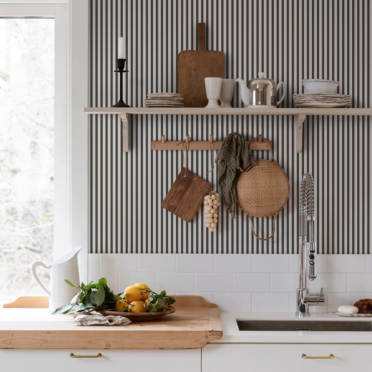 Estelle Wallpaper - Graphite - Sandberg - 826-81 - Premier Wallcovering