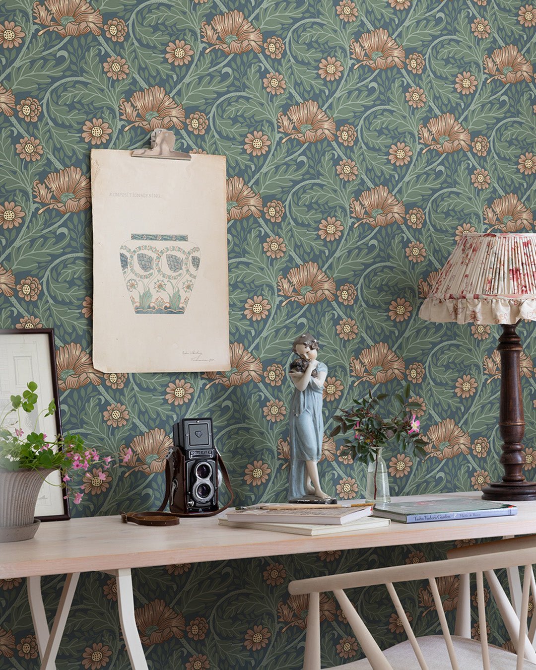 Esther Wallpaper - Blue - Midbec - 13117 - Premier Wallcovering