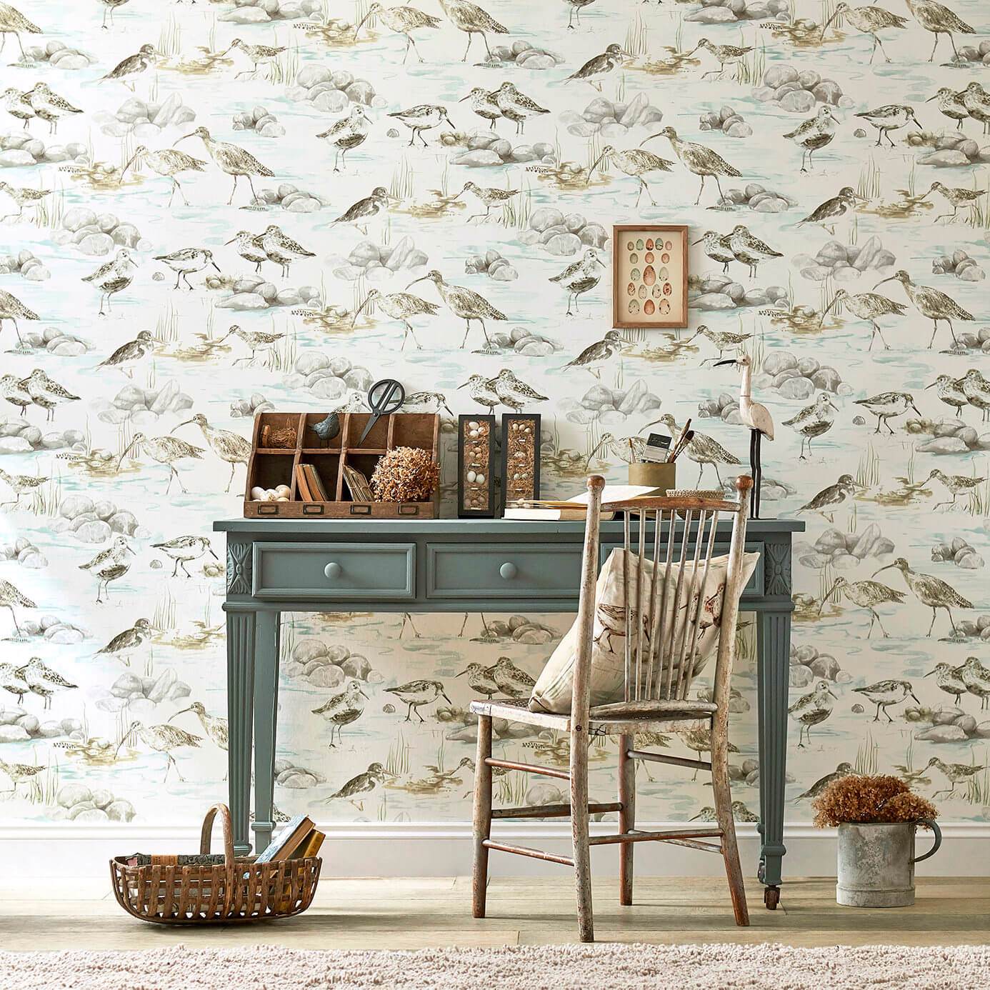 Estuary Birds Wallpaper - Blue/Grey - Sanderson - DEBB216492 - Premier Wallcovering