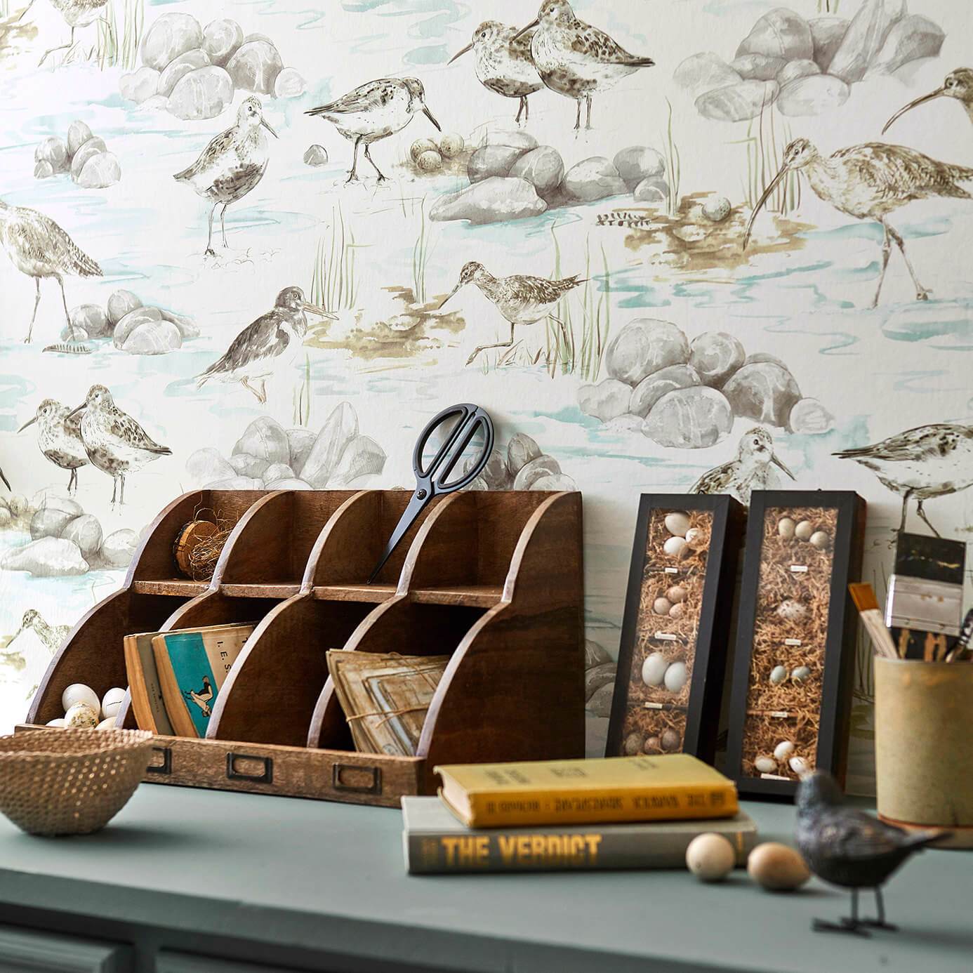 Estuary Birds Wallpaper - Blue/Grey - Sanderson - DEBB216492 - Premier Wallcovering