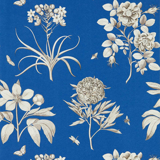 Etchings & Roses Wallpaper - French Blue - DOSW217053 - Sanderson - Premier Wallcovering