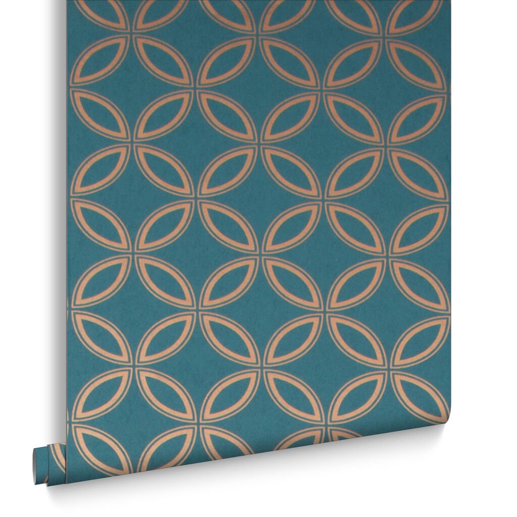Eternity Wallpaper - Teal & Copper - Graham & Brown - 104068 - Premier Wallcovering