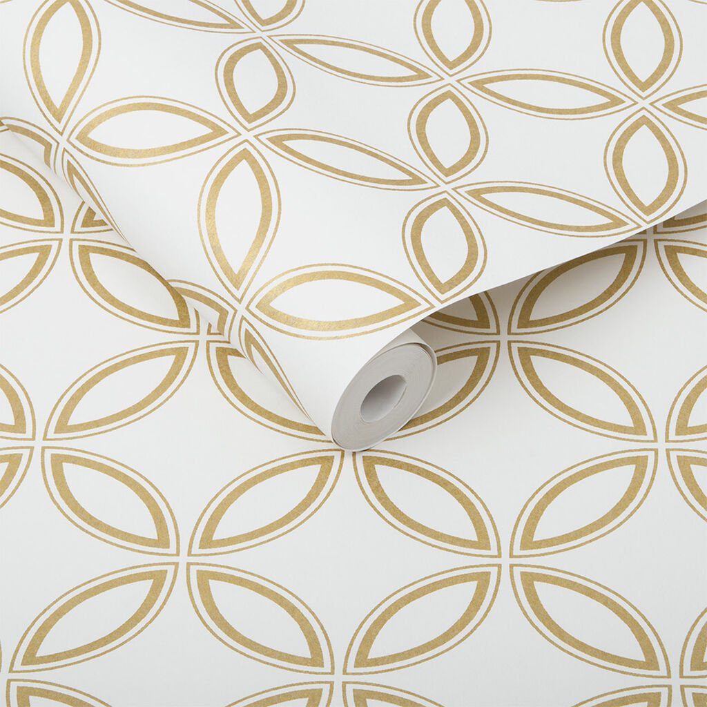Eternity Wallpaper - White & Gold - Graham & Brown - 104065 - Premier Wallcovering