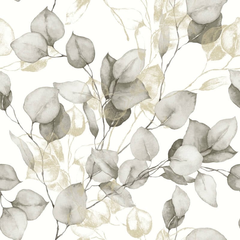 Eucalyptus Leaves Metallic Wallpaper - Natural/Gold - Muriva - 210503 - Premier Wallcovering
