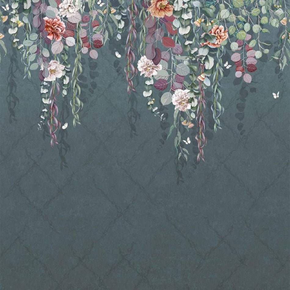 Eucalyptus Wallpaper - Prussian/Scarlet - Osborne & Little - W7613-04 - Premier Wallcovering