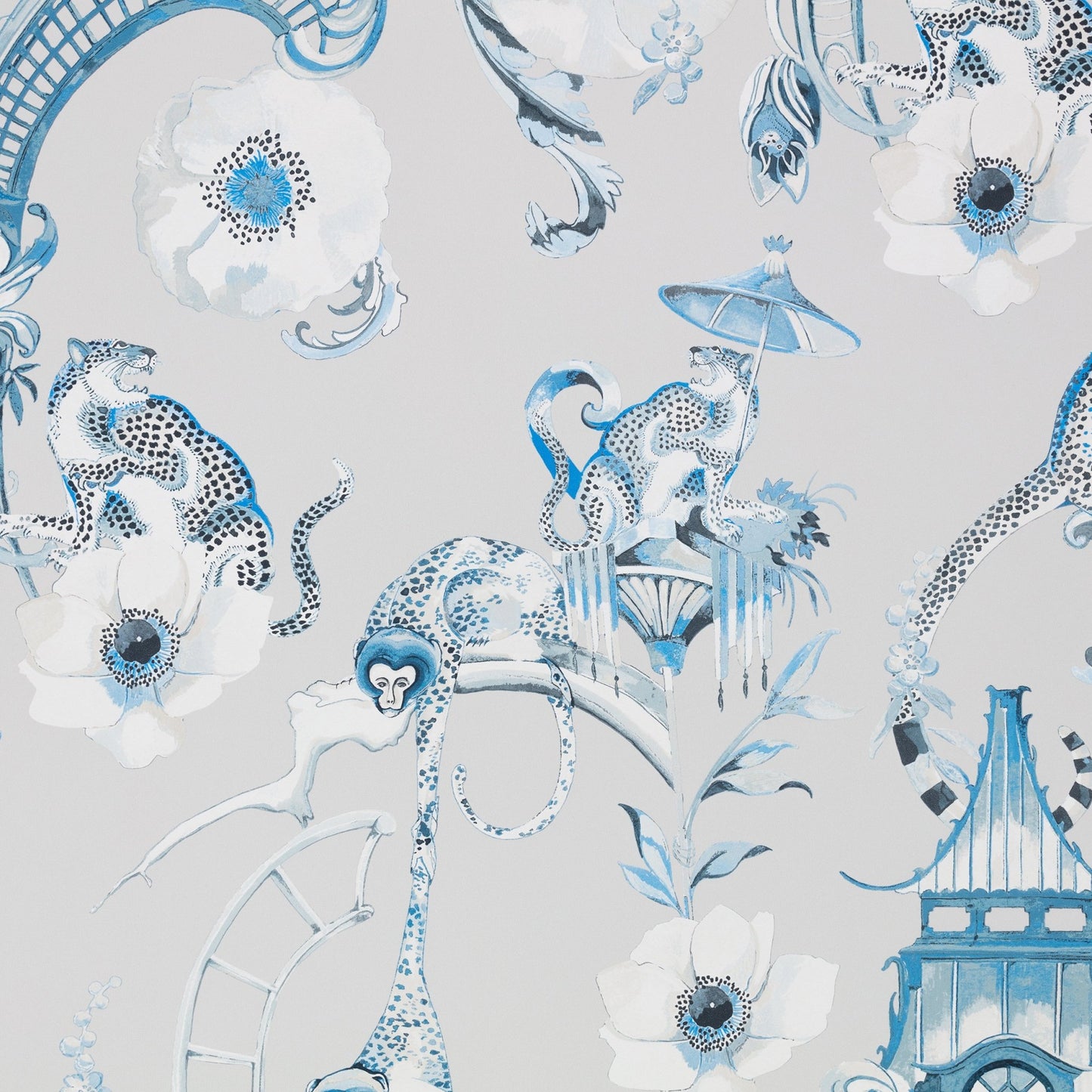 Euphoria Wallpaper - China Blue - Romo - Temperley London - W448/05 - Premier Wallcovering