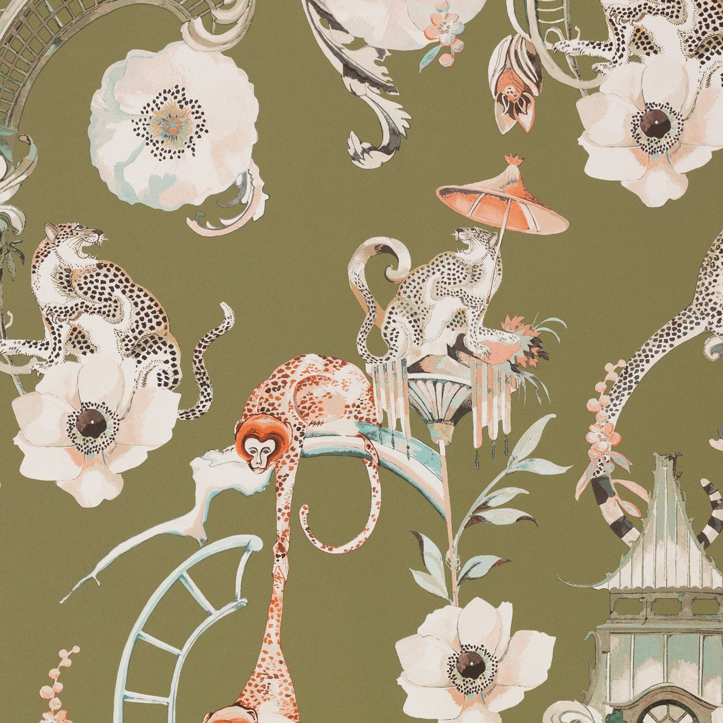 Euphoria Wallpaper - Somerset Green - Romo - Temperley London - W448/04 - Premier Wallcovering
