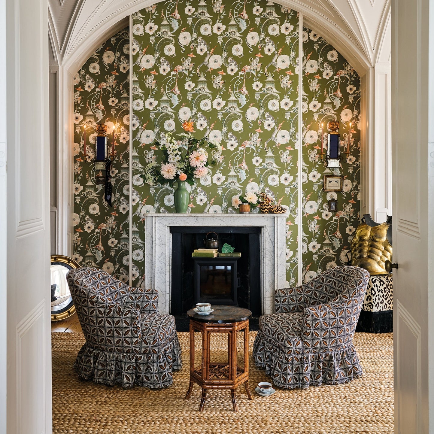 Euphoria Wallpaper - Somerset Green - Romo - Temperley London - W448/04 - Premier Wallcovering