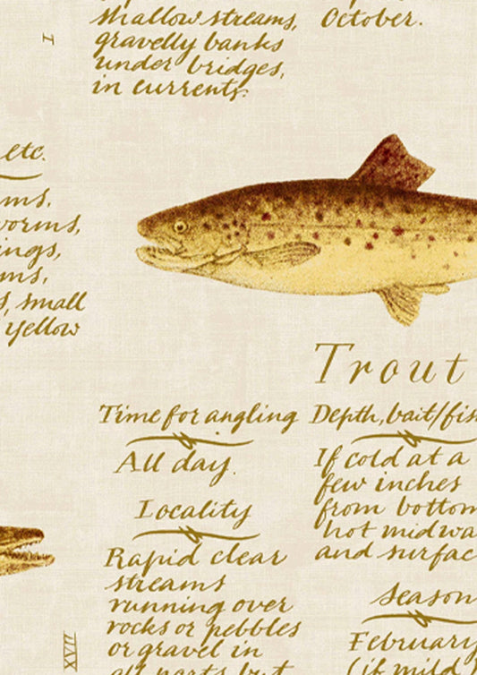 Lewis & Wood - European Fish - Beige - Premier Wallcovering