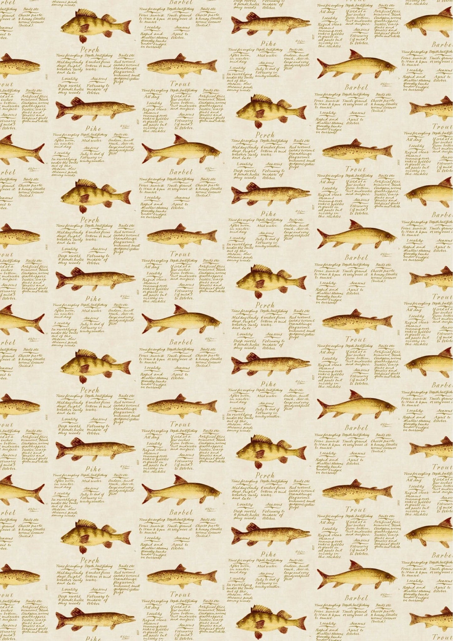 Lewis & Wood - European Fish - Beige - Premier Wallcovering