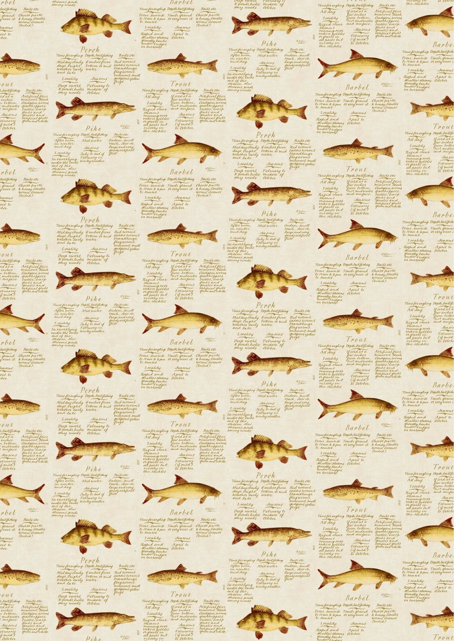 Lewis & Wood - European Fish - Beige - Premier Wallcovering