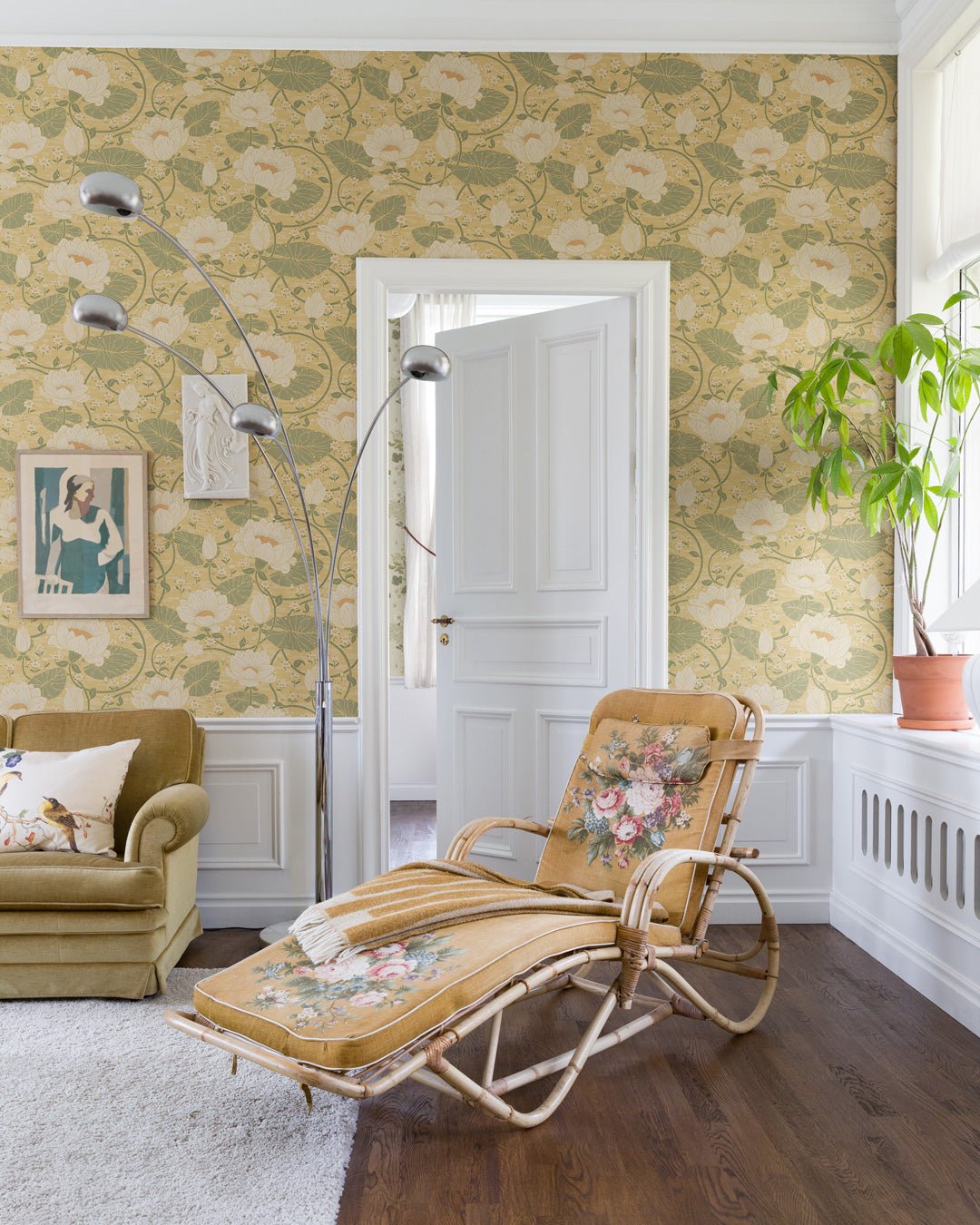 Eva Wallpaper - Soft Yellow - Midbec - 83123 - Premier Wallcovering