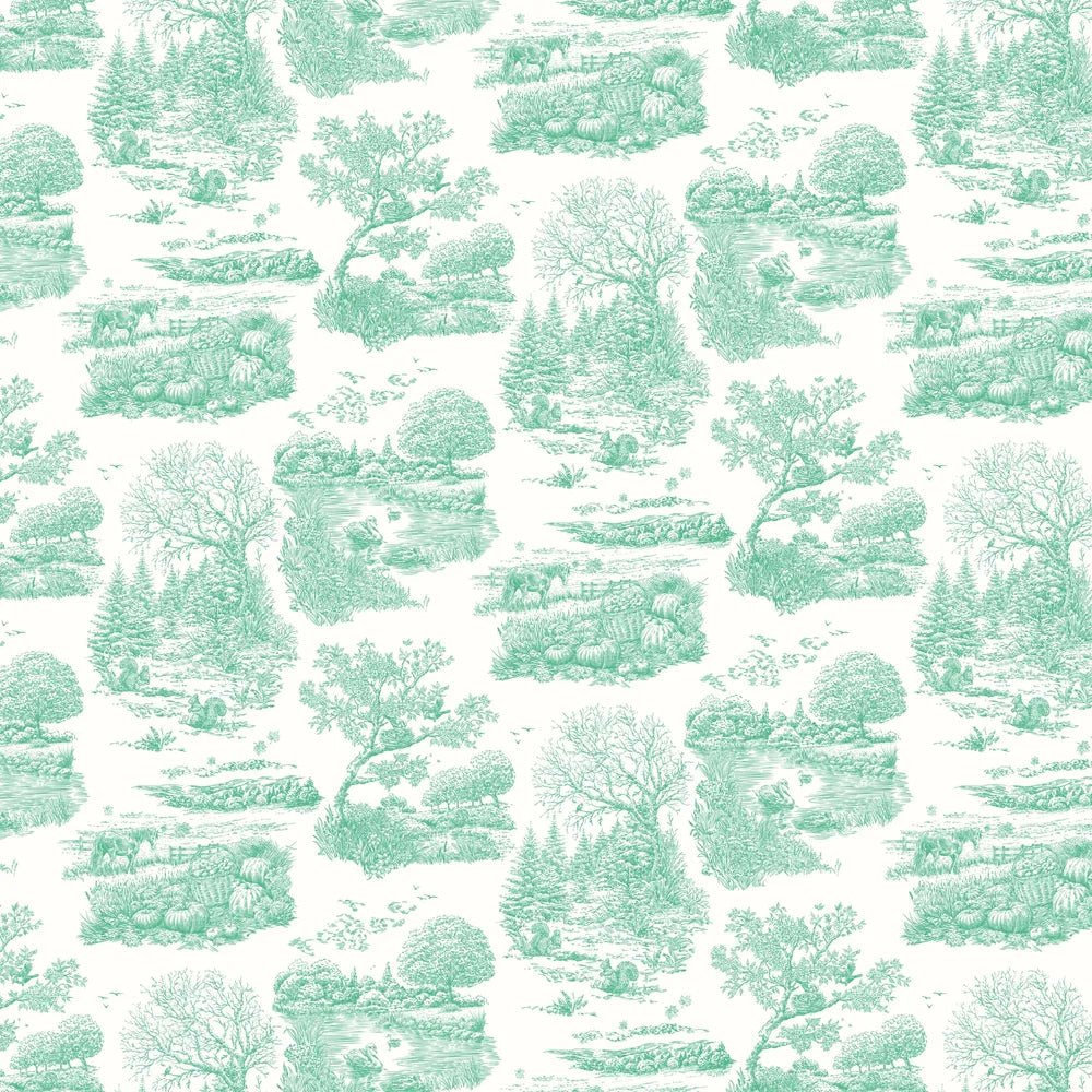 Eve Toile Wallpaper - Jade - Ohpopsi - RON50124W - Premier Wallcovering