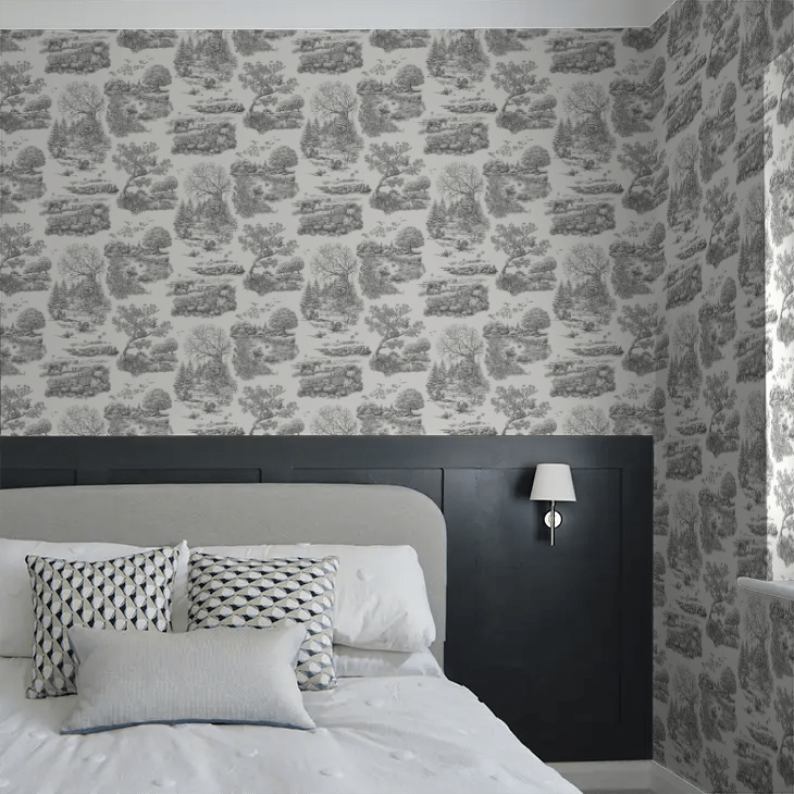 Eve Toile Wallpaper - Noir - Ohpopsi - RON50125W - Premier Wallcovering