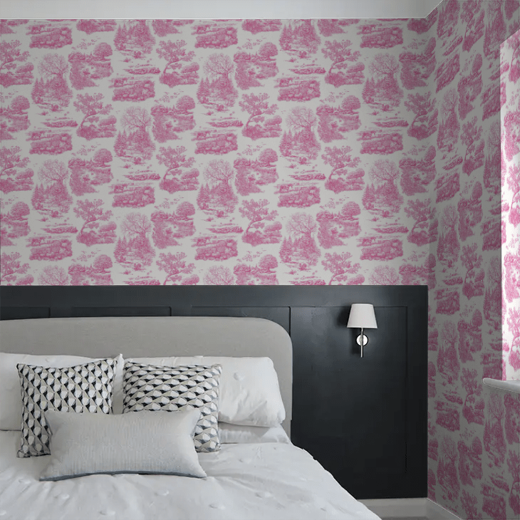 Eve Toile Wallpaper - Magenta - Ohpopsi - RON50128W - Premier Wallcovering