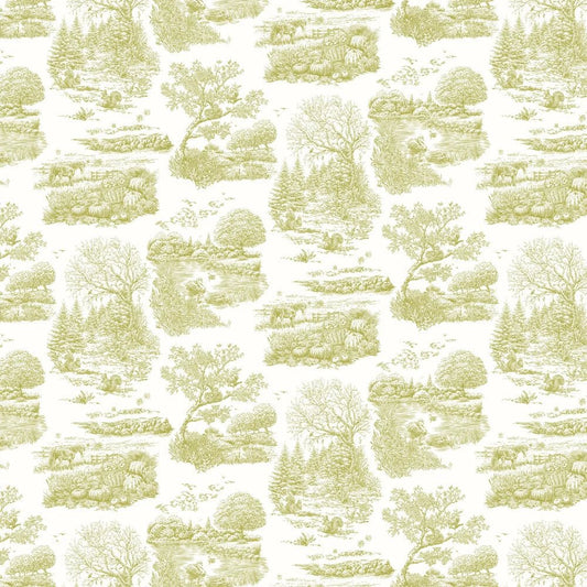 Eve Toile Wallpaper - Olive - Ohpopsi - RON50123W - Premier Wallcovering